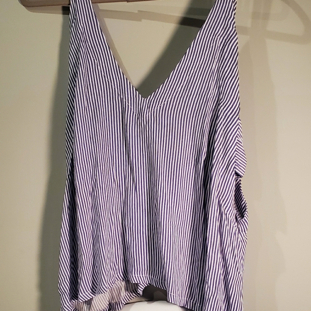 Blue and white tank top with stripes